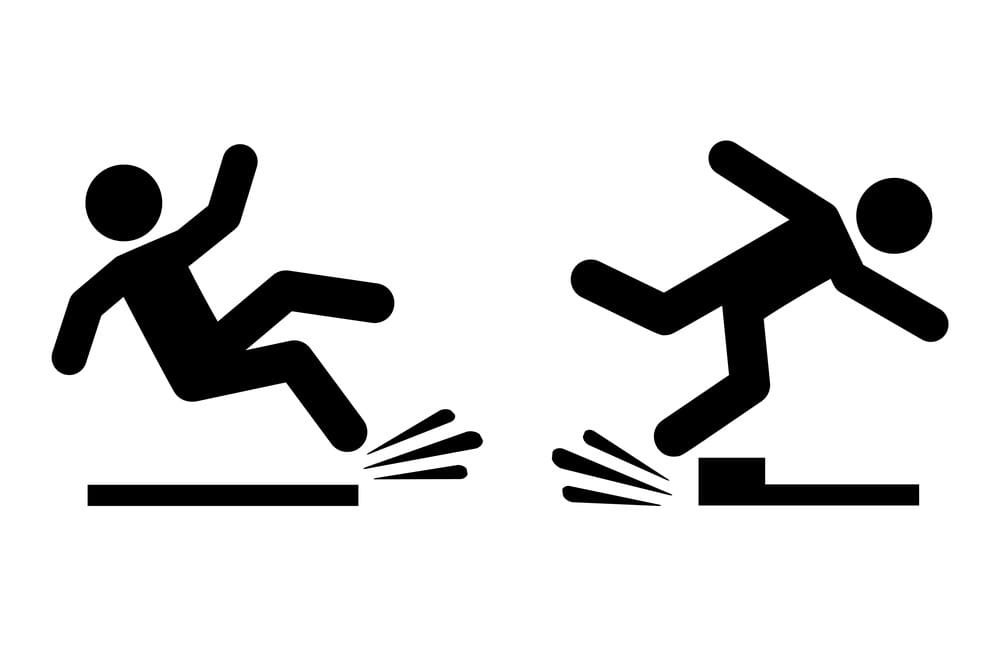 Graphic of tripping person.