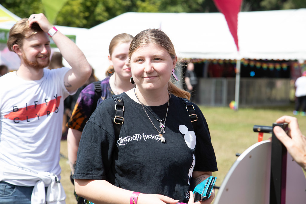 Young people walking together at a festival