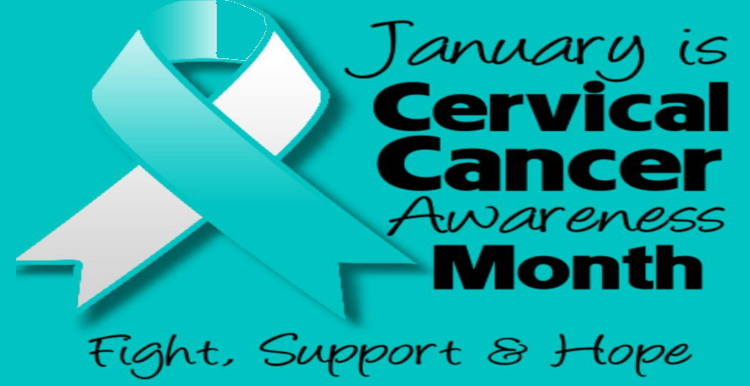 Poster for Cervical Screening Awareness, January, awareness ribbon